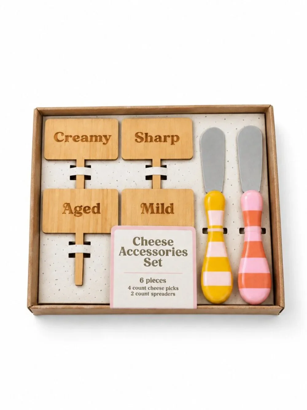 Colorful 6-Piece Cheese Board & Charcuterie Accessories Set